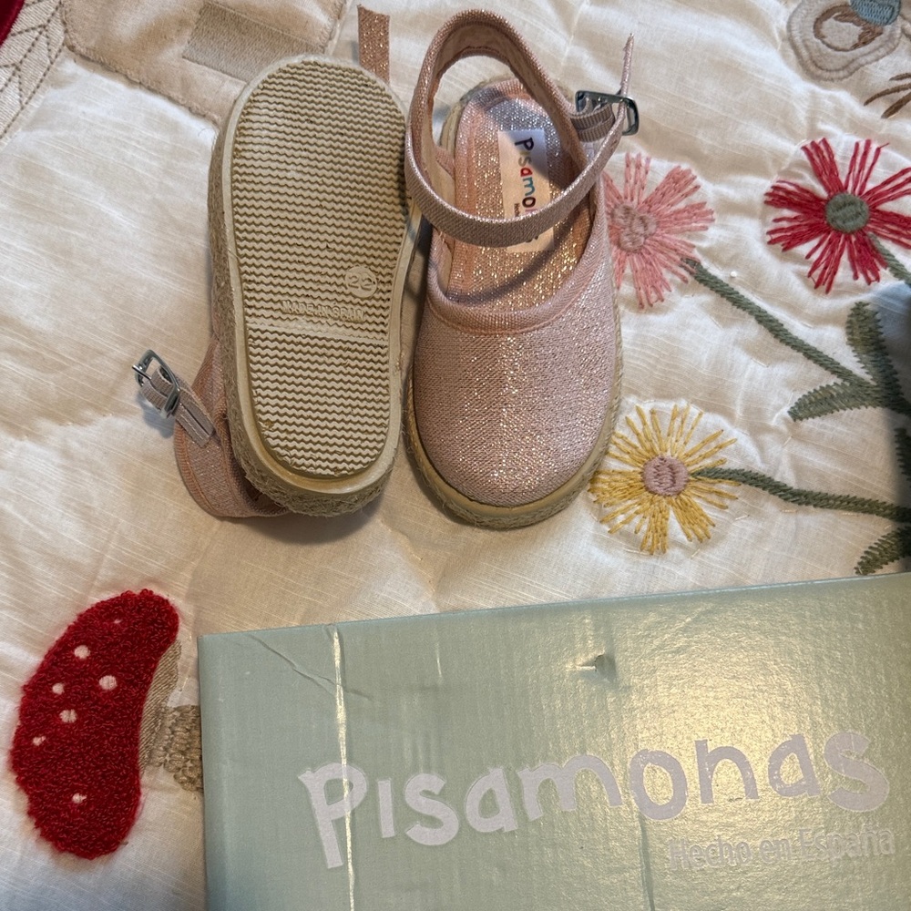 Glittery Pink Kid espadrille Shoes- made in Spain